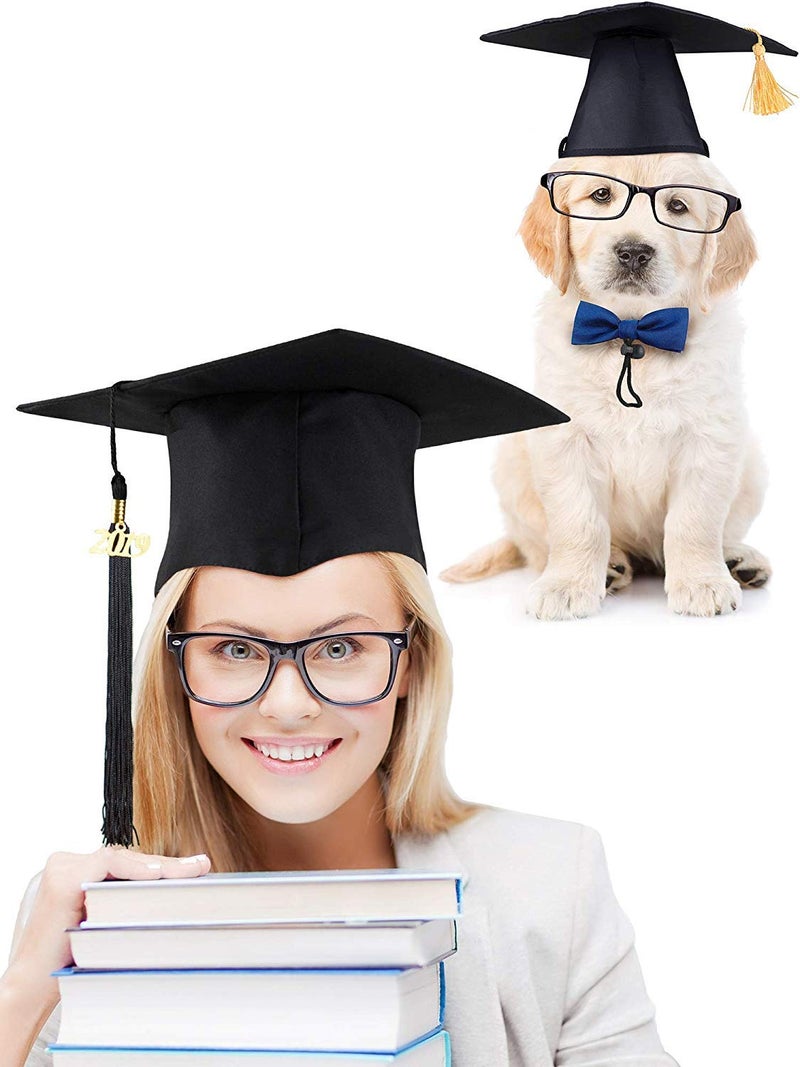 LKEX Pet Graduation Caps Small Dog Graduation Hats with Yellow Tassel Costume for Dogs Cats Holiday Costume Accessory - Image 3